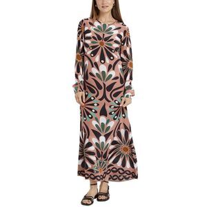 Farm Rio Womens Ainika Flowers Long Sleeve Maxi Dress Small Pink - NWT $280